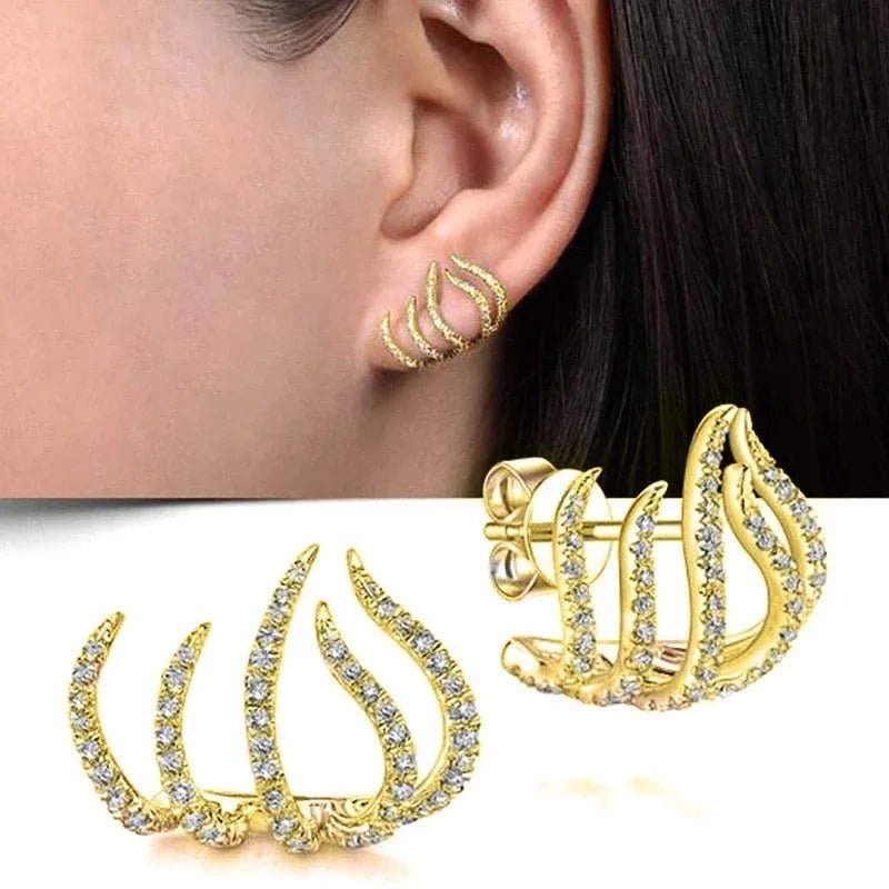 Crystal Rhinestone Claw Stud Earrings - LaVie Jewelery