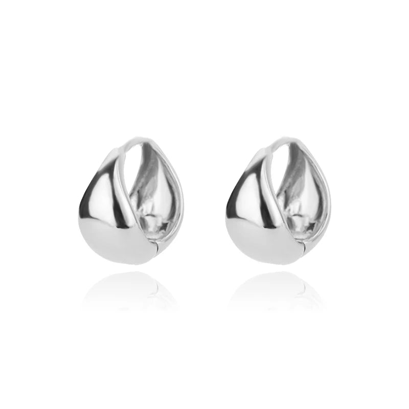 Stainless Steel Chunky Flat Small Circle Hoop Earrings - LaVie Jewelery