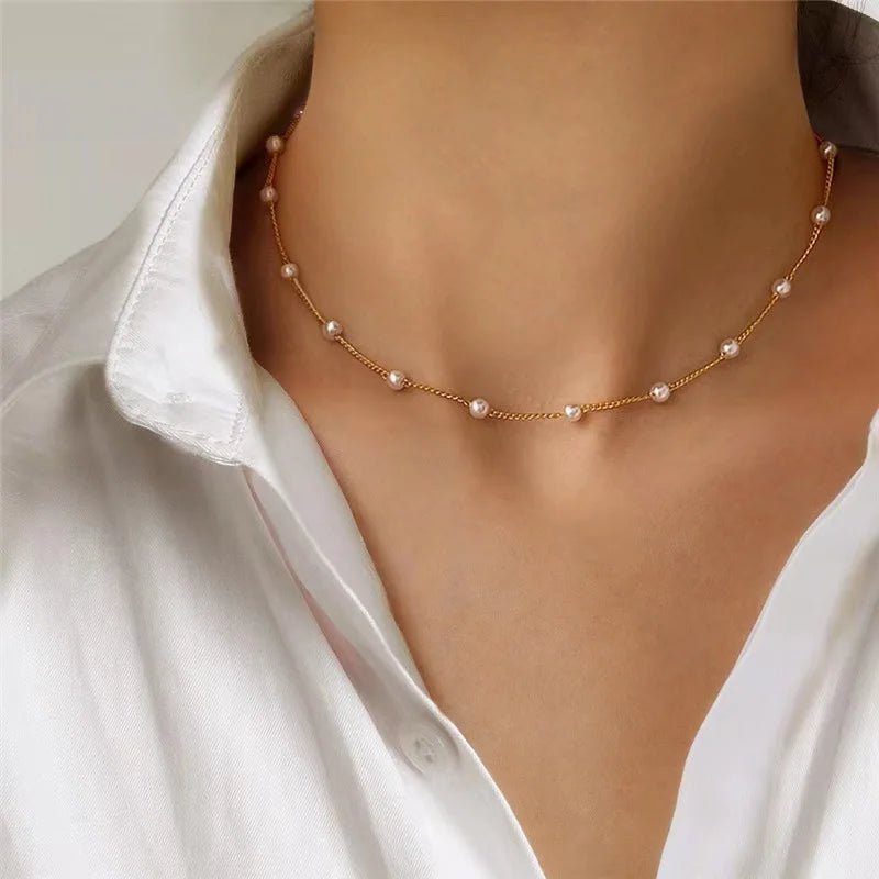 14K Gold Pearl Heart Pendant Necklace Set - LaVie Jewelery