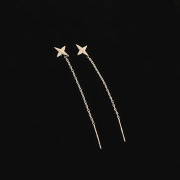 Korean Fashion Gold Color Long Tassel Dangle Earrings - LaVie Jewelery