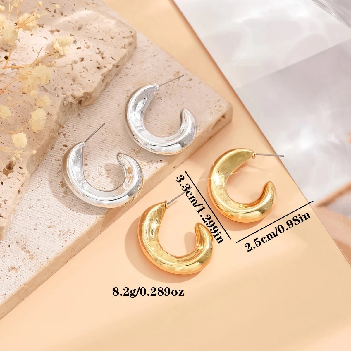 Stylish Metallic Gold Silver Color Earrings - LaVie Jewelery
