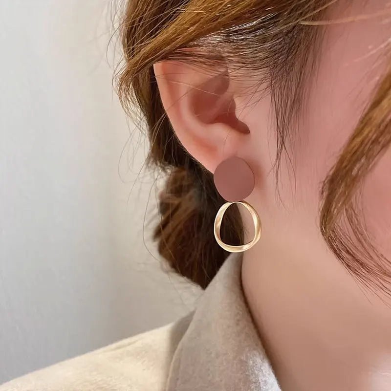 Vintage Brown Round Dangle Drop Earrings - LaVie Jewelery