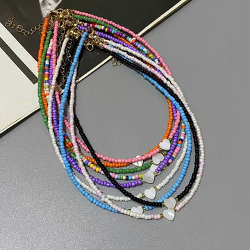 Colorful Love Heart Design Seed Beads Choker Nekklace - LaVie Jewelery