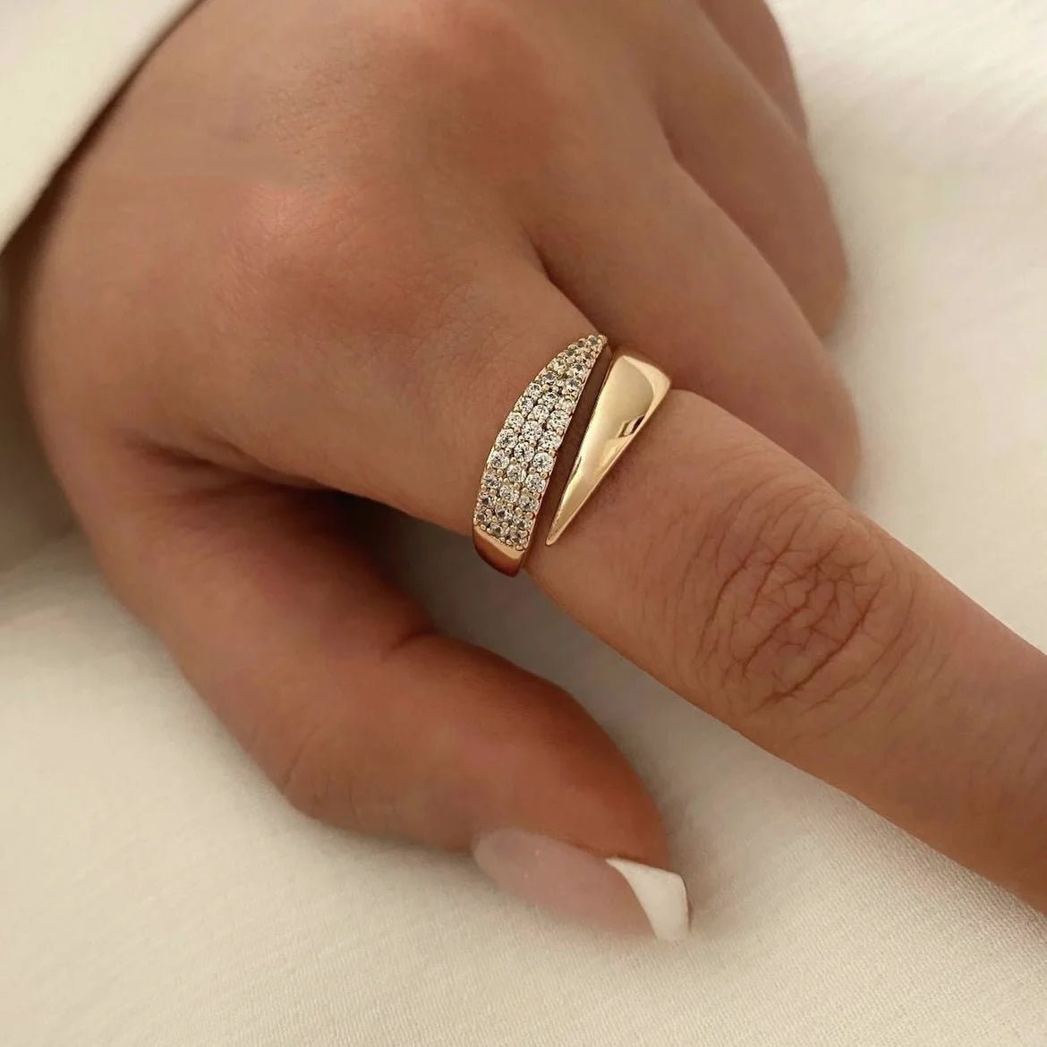 18K Gold Plated Stainless Steel Natural Stone Sun Rings - LaVie Jewelery