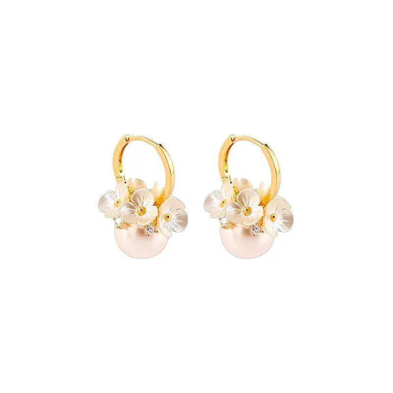 Elegant Multi - Flower Pearl Earrings - LaVie Jewelery