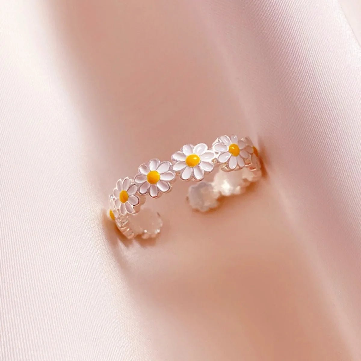 Daisy Flowers Exquisite Enamel Sunflower Open Rings - LaVie Jewelery