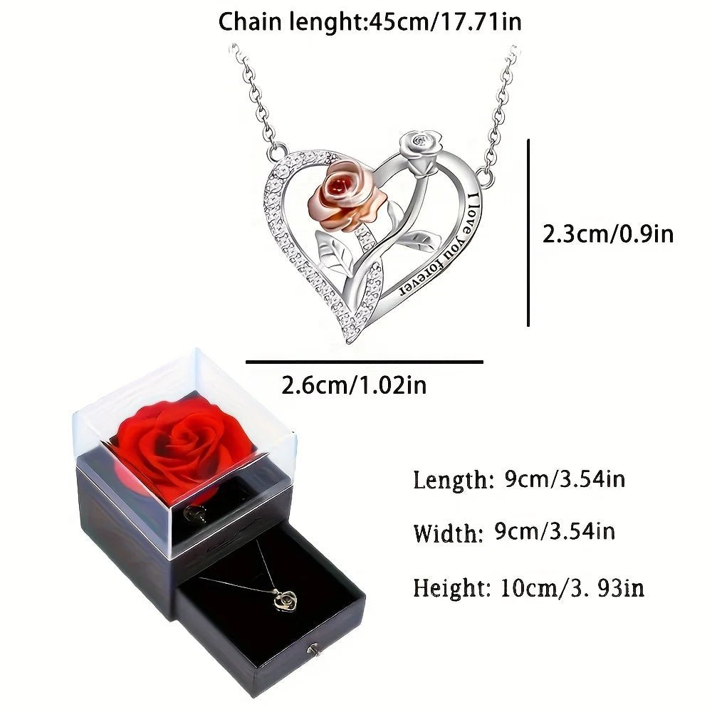 "The Eternal Flame" Forever Love Necklace & Rose Set - The LaVie Jewelry