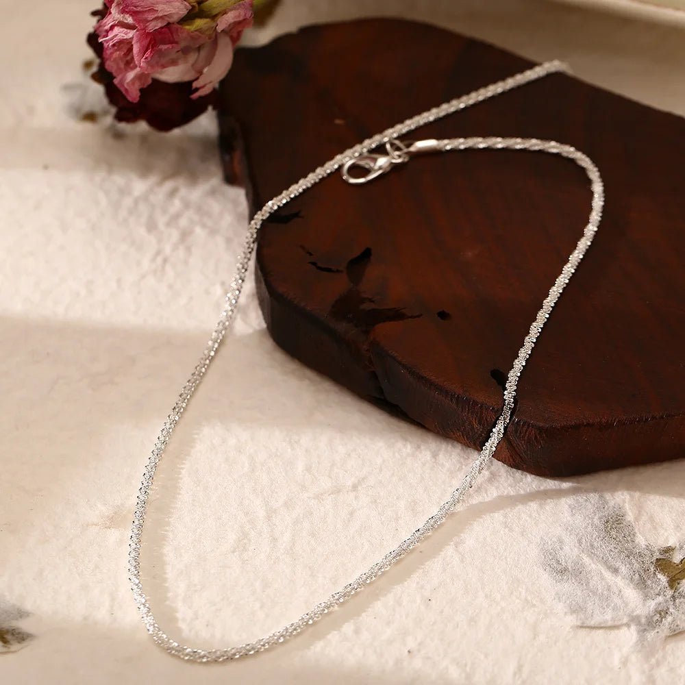 Silver Color Sparkling Clavicle Chain Choker Necklace - LaVie Jewelery