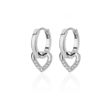Stainless Steel Gold Silver Color Zircon Heart Earrings - LaVie Jewelery
