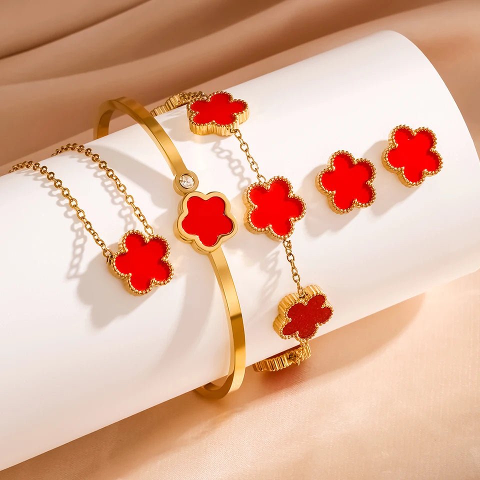 Stainless Steel Luxury Plum Blossom Jewelry Sets - LaVie Jewelery