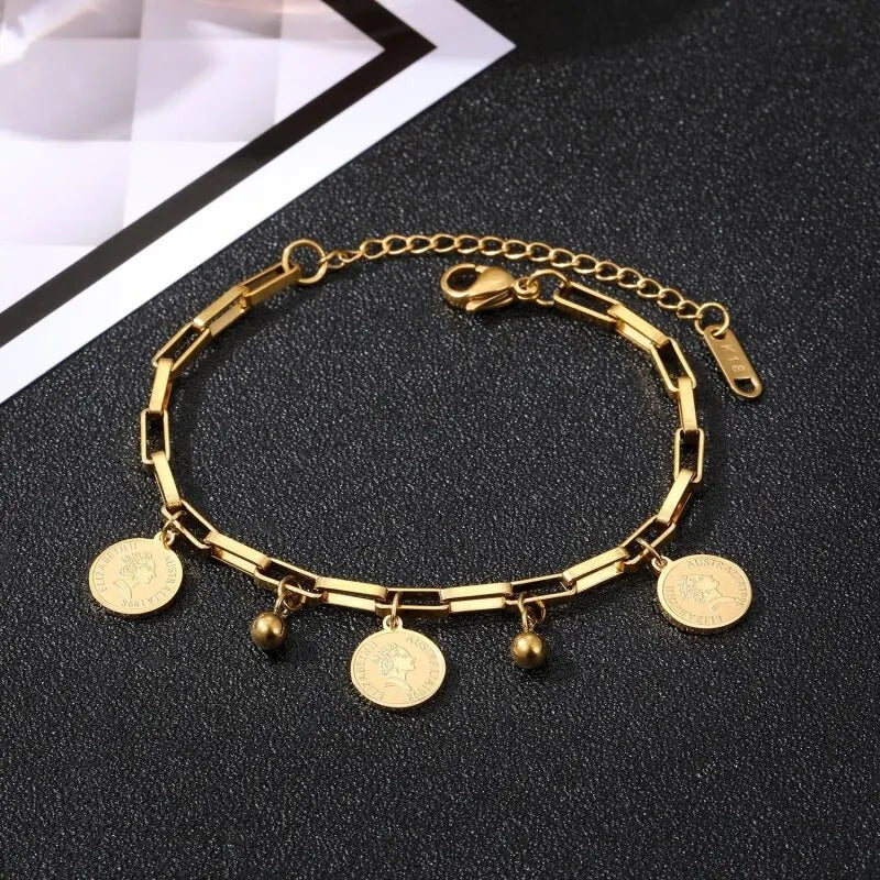 Gold Stainless Steel Pendant Bracelet - LaVie Jewelery