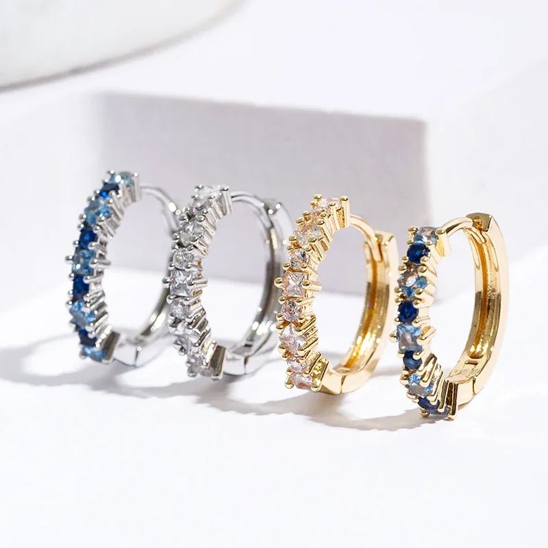 Stainless Steel Colorful Zircon Hoop Earrings - LaVie Jewelery