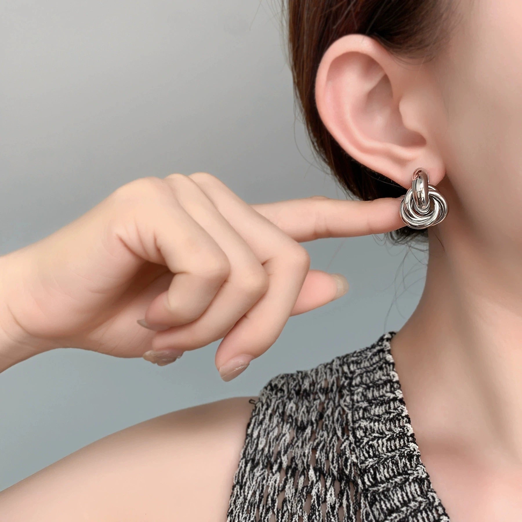 Gold Silver Retro Stud Fashion Round Double Ring Earrings - LaVie Jewelery