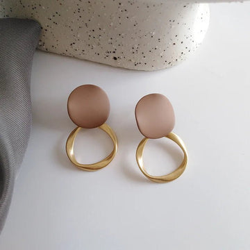 Vintage Brown Round Dangle Drop Earrings - LaVie Jewelery