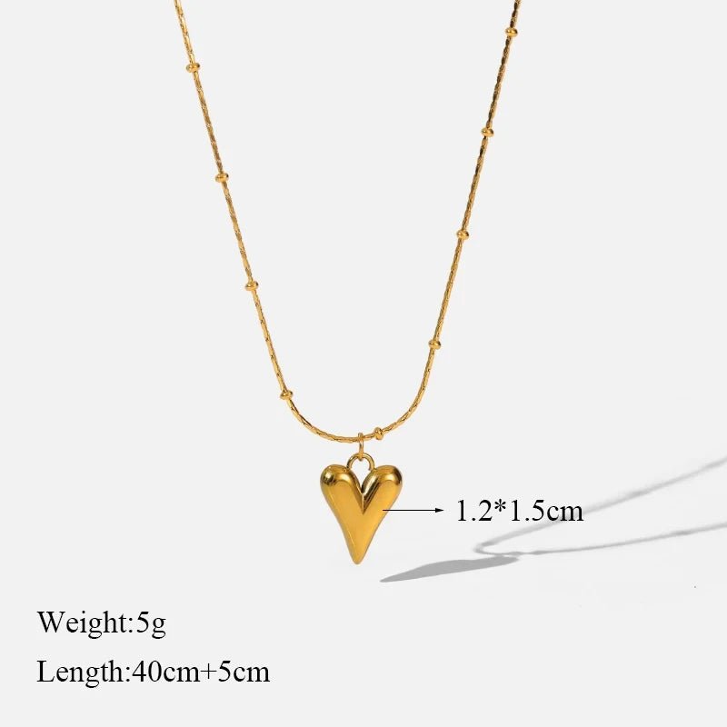 Stainless Steel Heart Pendant Choker Necklace - LaVie Jewelery