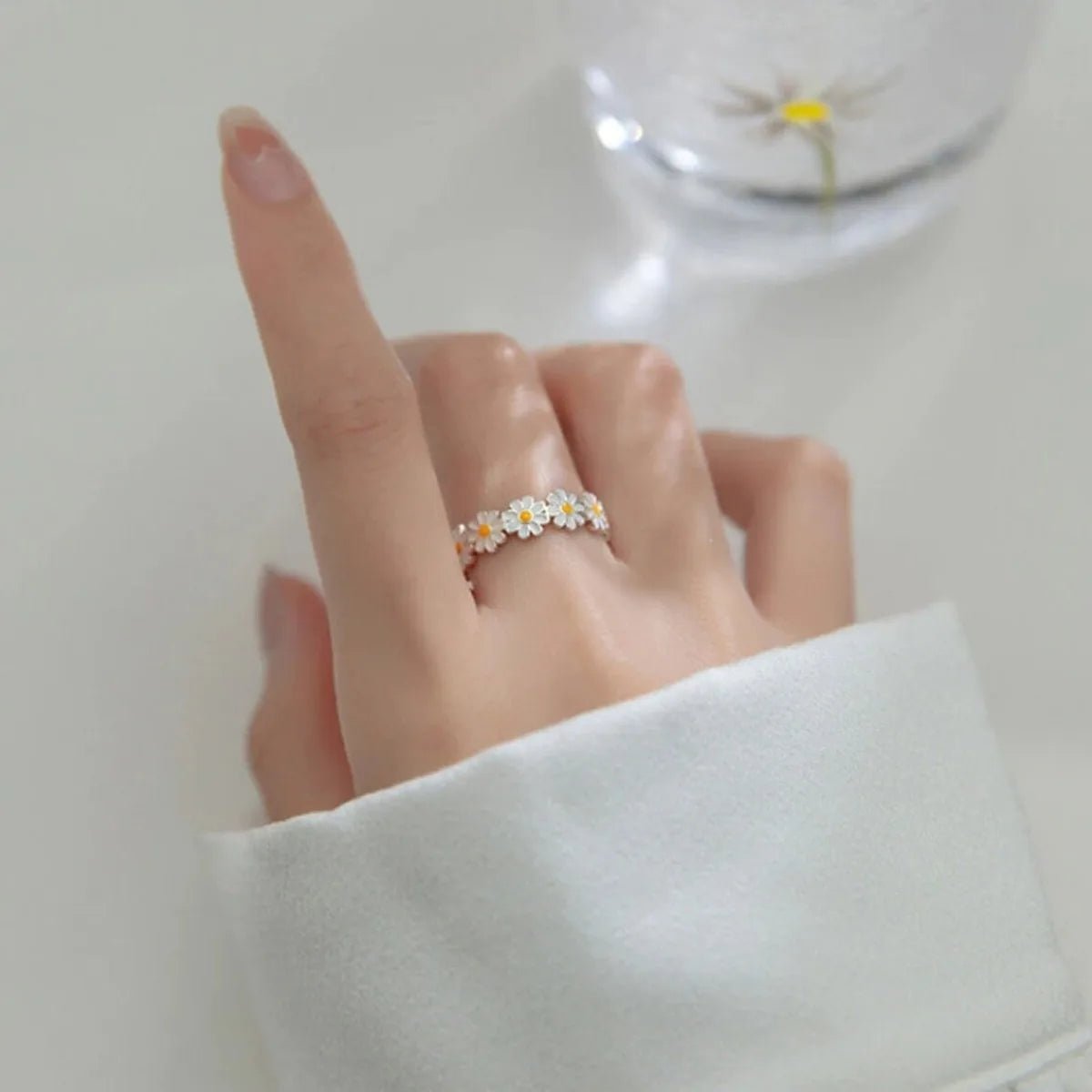Daisy Flowers Exquisite Enamel Sunflower Open Rings - LaVie Jewelery
