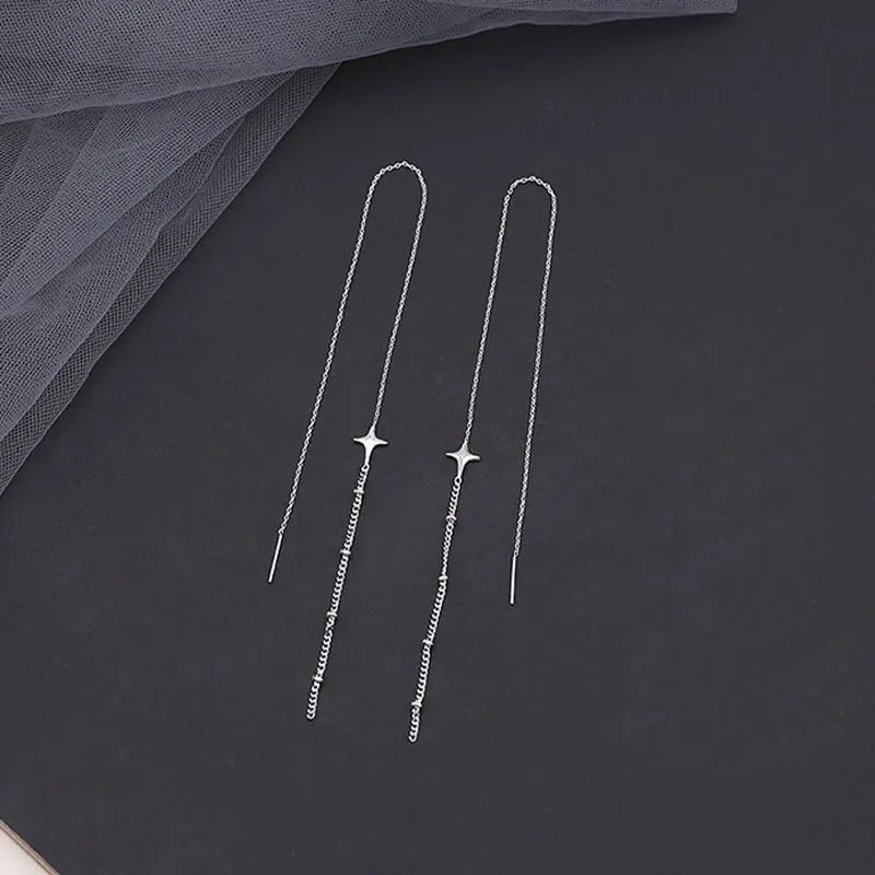 Korean Fashion Gold Color Long Tassel Dangle Earrings - LaVie Jewelery