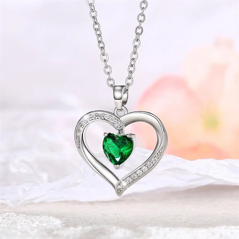 Elegant Hollow Heart Rhinestone Pendant Necklace - LaVie Jewelery