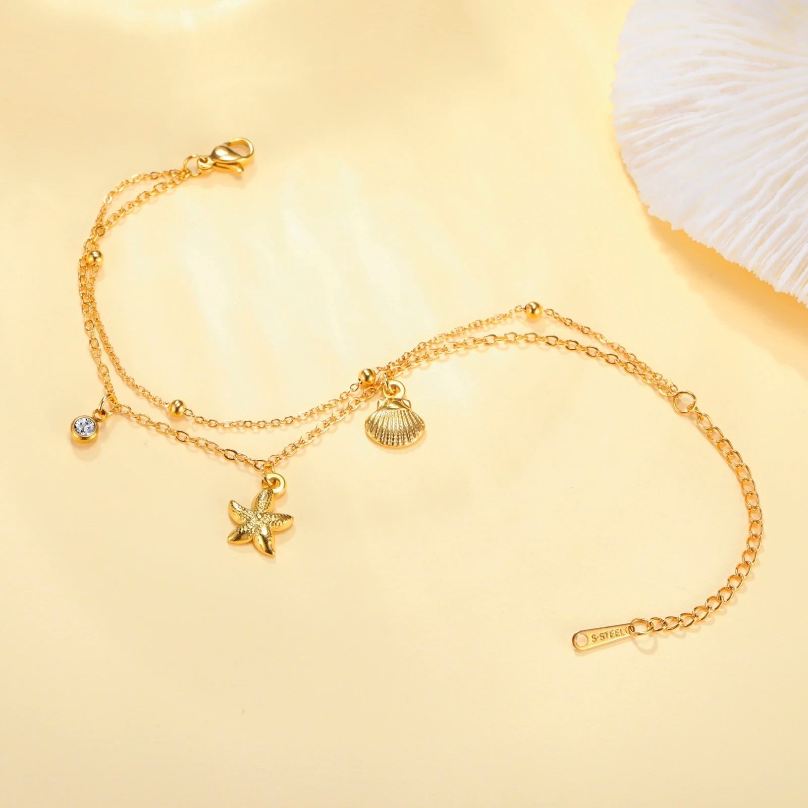 Stainless Steel Starfish Seashell Charms Bracelet - LaVie Jewelery