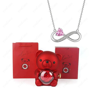 "The Radiant Heart" Red Pendant & Bear Rose Set - LaVie Jewelery