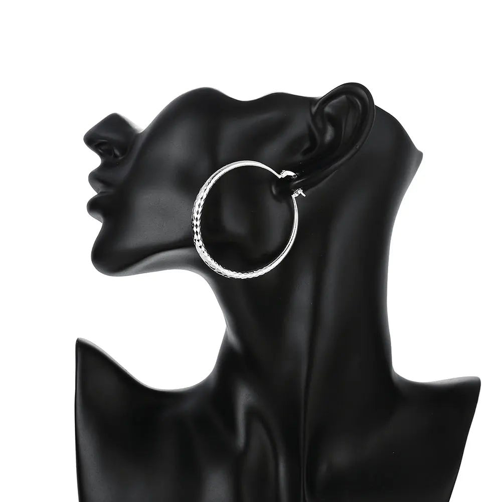 925 Sterling Silver 5CM circle hoop Earrings - LaVie Jewelery