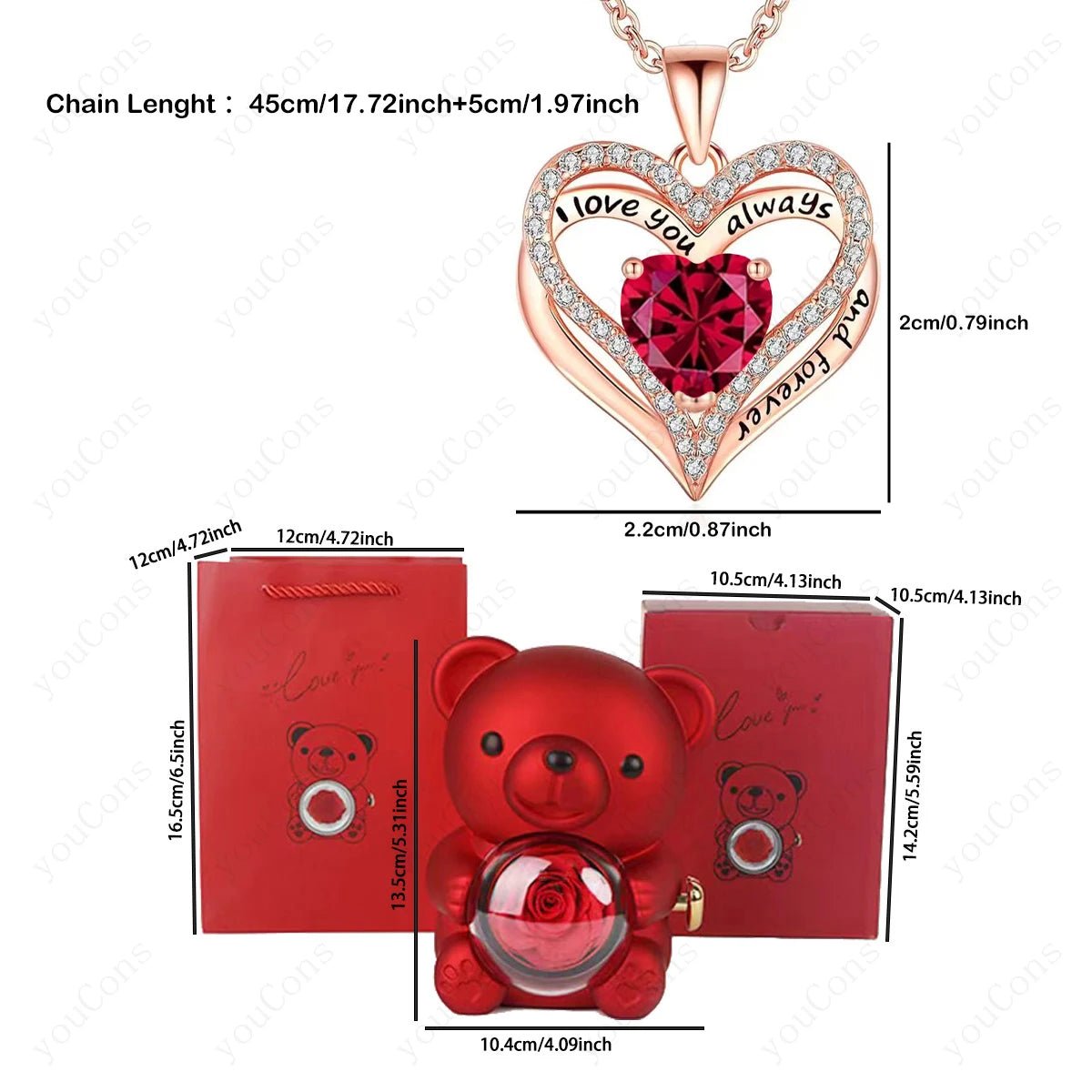 "The Passionate Heart" Red Pendant & Bear Gift Set - LaVie Jewelery