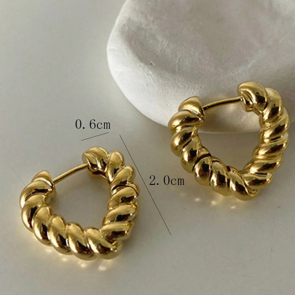 Gold Plating Twisted Heart Shape Hoop Earrings - LaVie Jewelery
