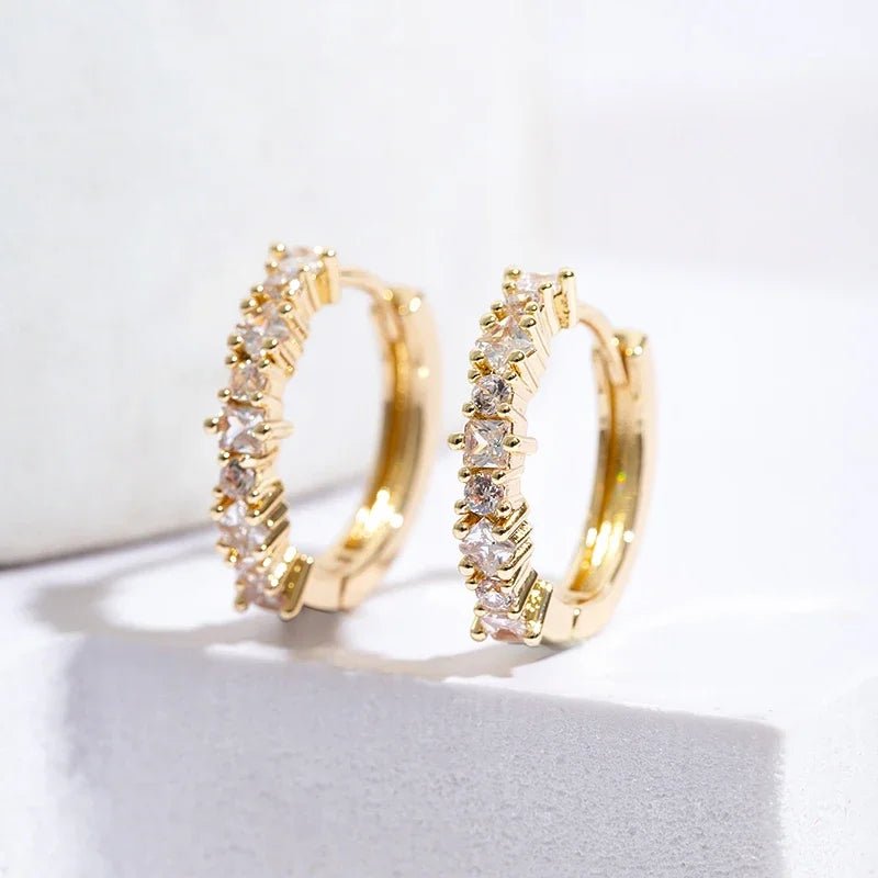 Stainless Steel Colorful Zircon Hoop Earrings - LaVie Jewelery