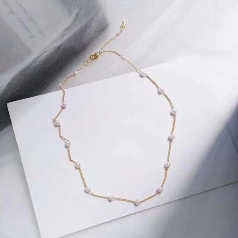 Gold Color New Beads Pearl Choker Necklace - LaVie Jewelery