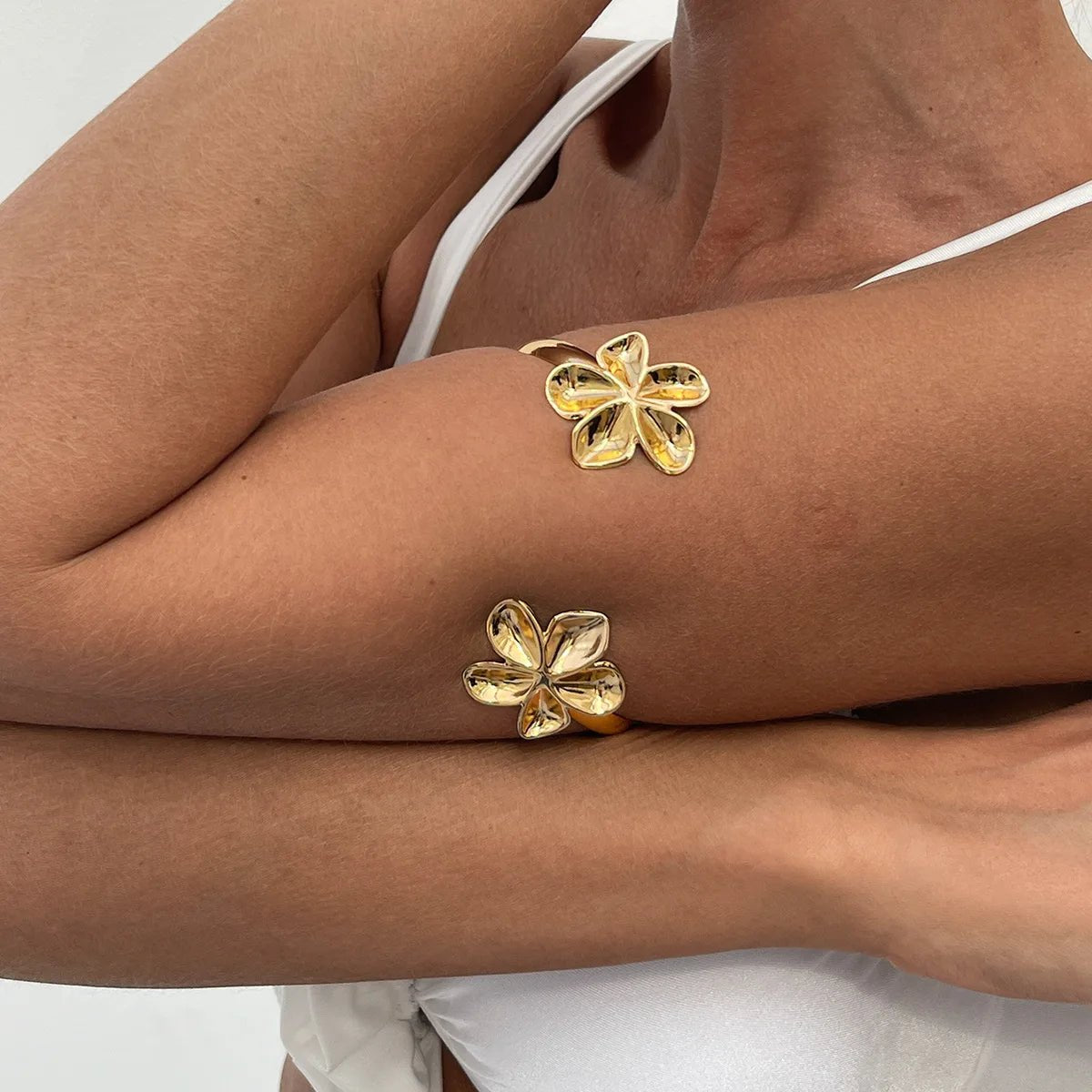 Gold Color Punk Flower Starfish Open Cuff Bangles - LaVie Jewelery