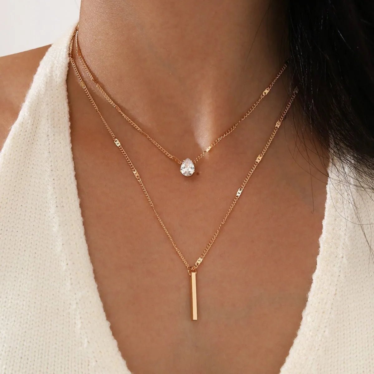 Multi - layer Star Heart Shape Water Drop Pendant Chain Necklace - LaVie Jewelery