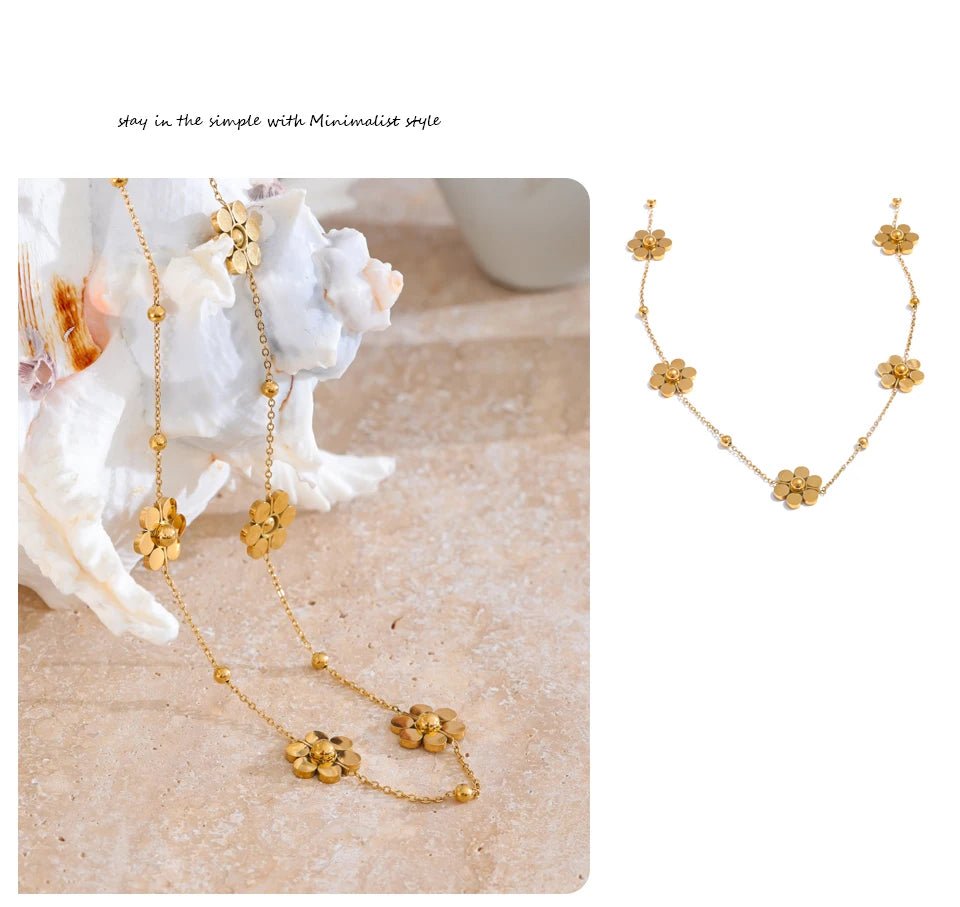 Stainless Steel Flower Chain Fashion Necklace - LaVie Jewelery