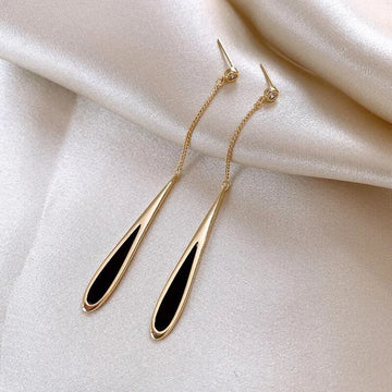 Korean Fashion Gold Color Long Tassel Dangle Earrings - LaVie Jewelery