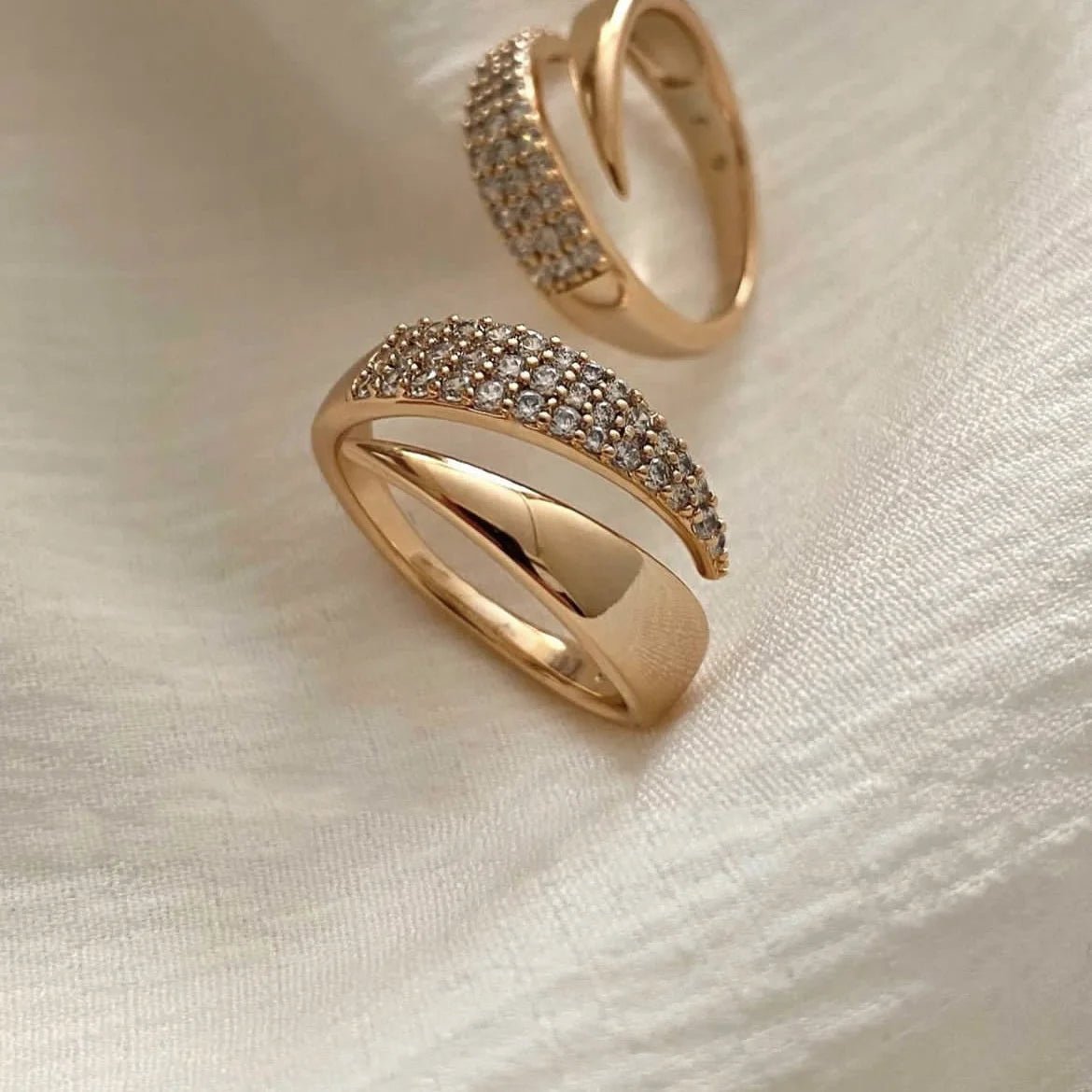 18K Gold Plated Stainless Steel Natural Stone Sun Rings - LaVie Jewelery