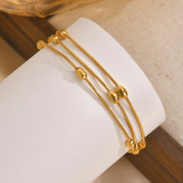 Multilayer Round Beaded Gold Plated Adjustable Snake Chain & Link Bracelets - LaVie Jewelery