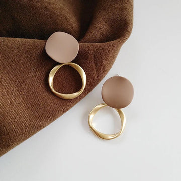 Vintage Brown Round Dangle Drop Earrings - LaVie Jewelery