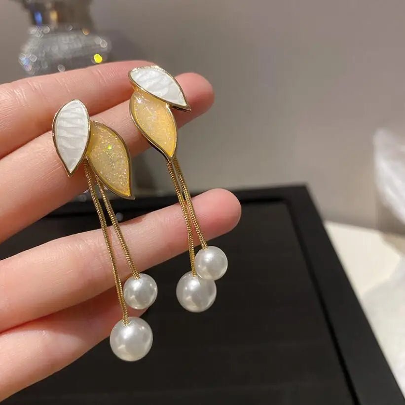Korean Trendy Fresh Lovely Sweet Grey Leaf Stud Earrings - LaVie Jewelery