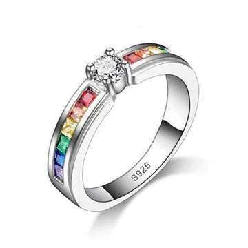 925 Sterling Silver Color Rainbow Cubic Zircon Rings - LaVie Jewelery