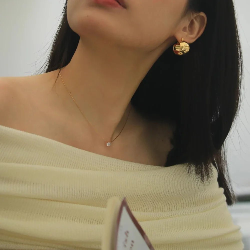 Stainless Steel Gold Zircon Charm Necklace - LaVie Jewelery