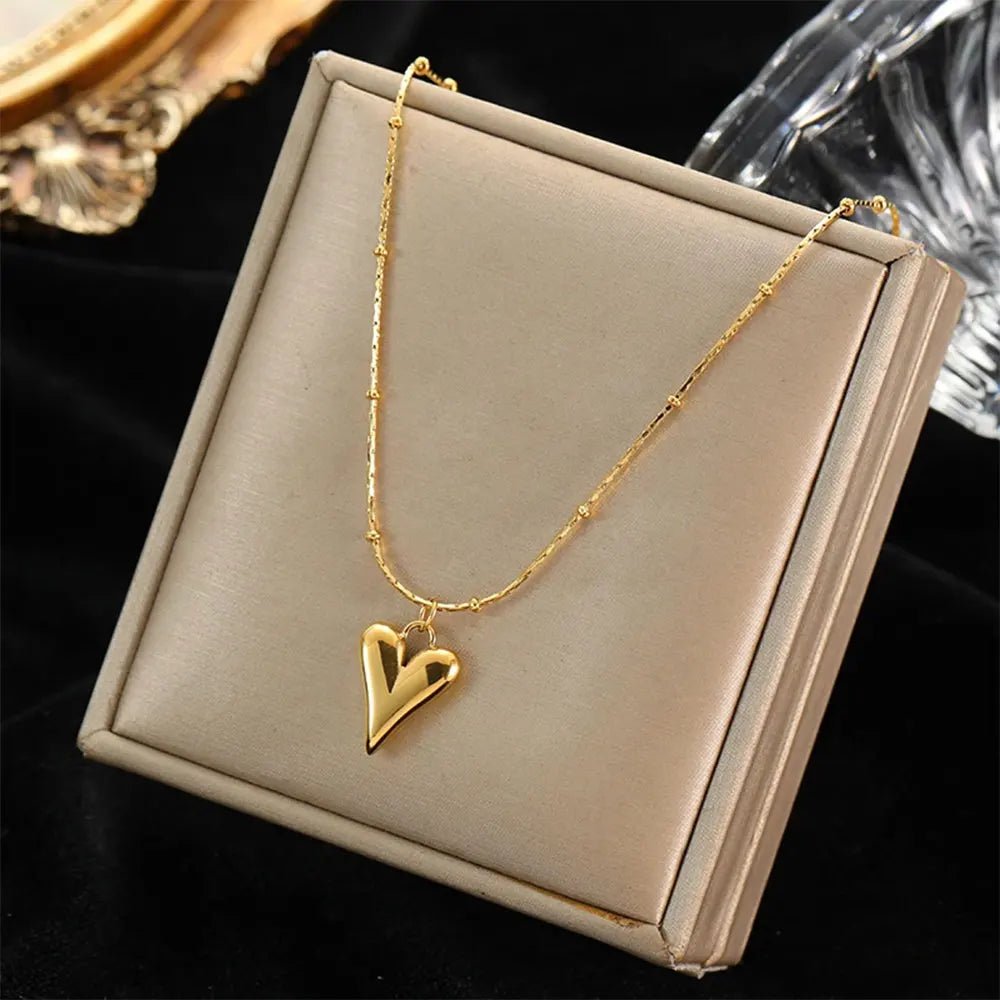 Stainless Steel Heart Pendant Choker Necklace - LaVie Jewelery