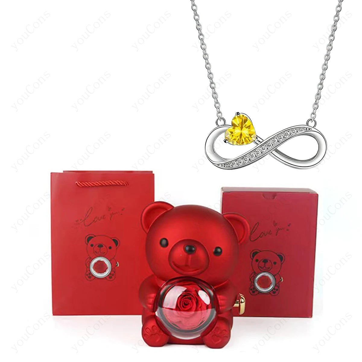 "The Radiant Heart" Red Pendant & Bear Rose Set - LaVie Jewelery