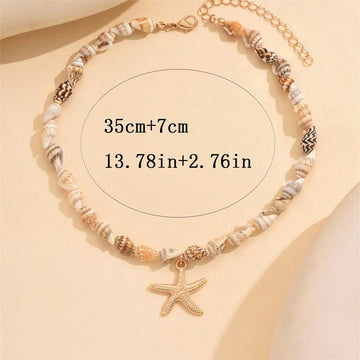 Beach Style Natural Seashell Beaded Choker Necklace - LaVie Jewelery