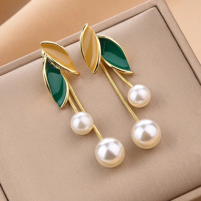 Korean Trendy Fresh Lovely Sweet Grey Leaf Stud Earrings - LaVie Jewelery