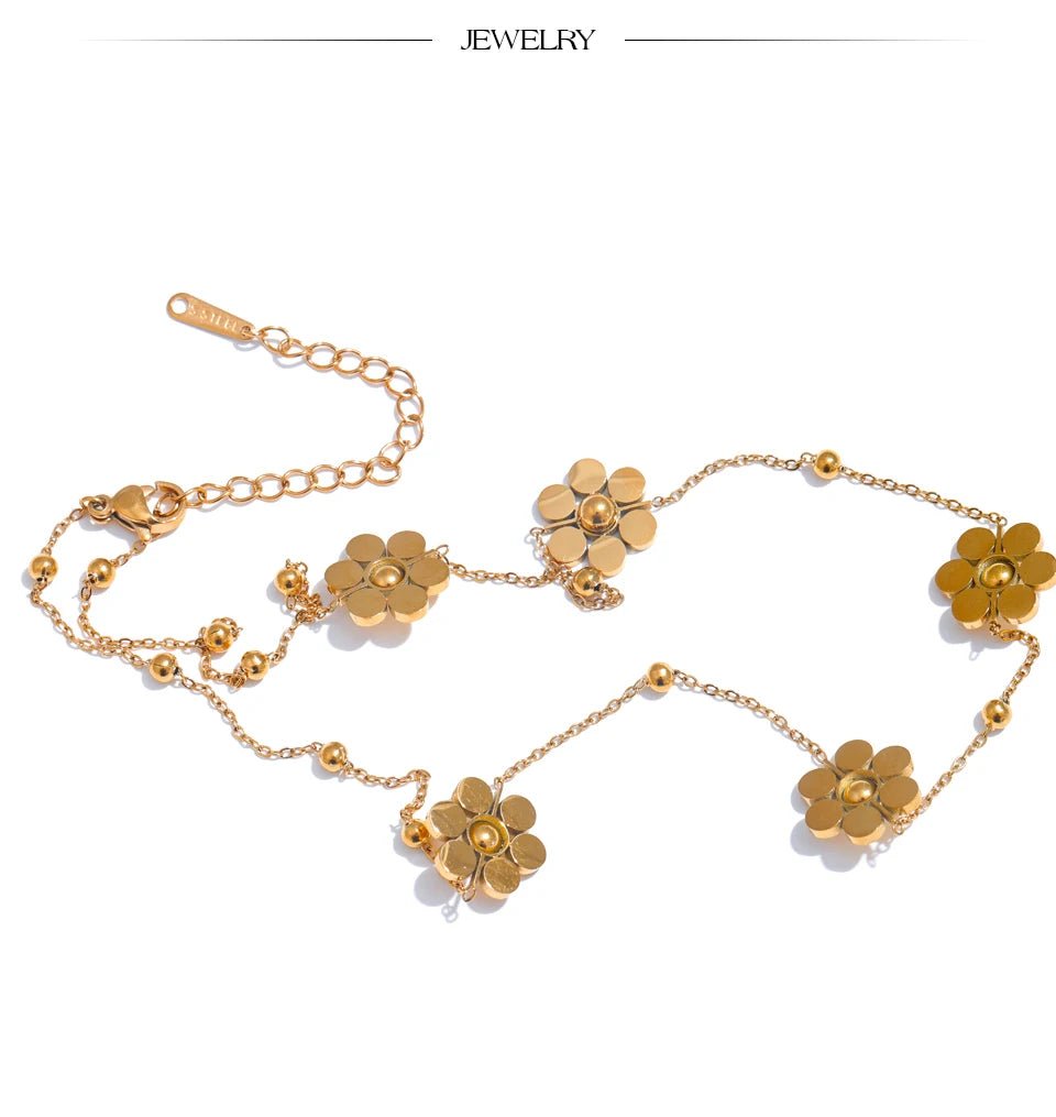 Stainless Steel Flower Chain Fashion Necklace - LaVie Jewelery