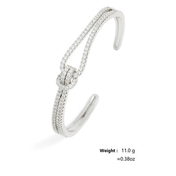 Luxary Silver Gold Color Classic Shiny Knotted Cubic Zirconia Open Bracelets - LaVie Jewelery