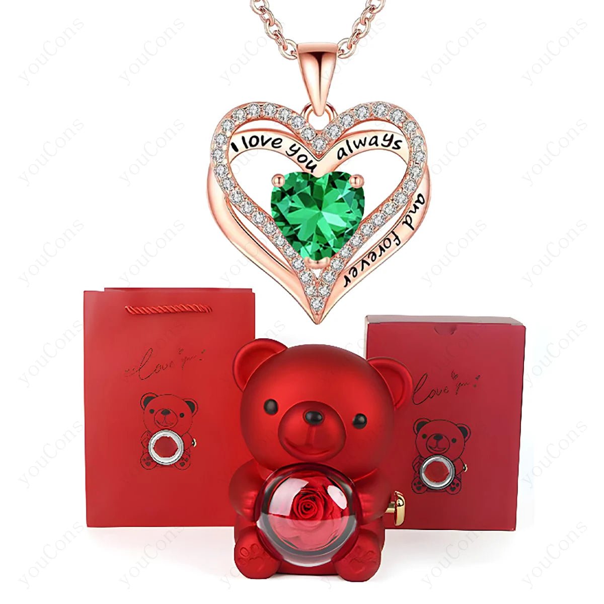 "The Passionate Heart" Red Pendant & Bear Gift Set - LaVie Jewelery