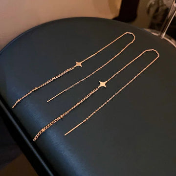Korean Fashion Gold Color Long Tassel Dangle Earrings - LaVie Jewelery