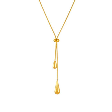 Stainless Steel Adjustable Water Droplet Earrings Necklace Jewelry Set - LaVie Jewelery