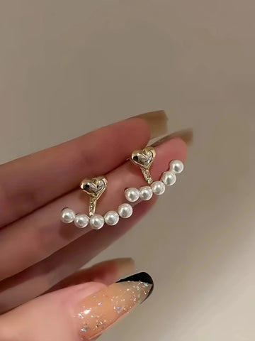 Luxury Sweet Heart - shaped Pearl Stud Earrings - LaVie Jewelery