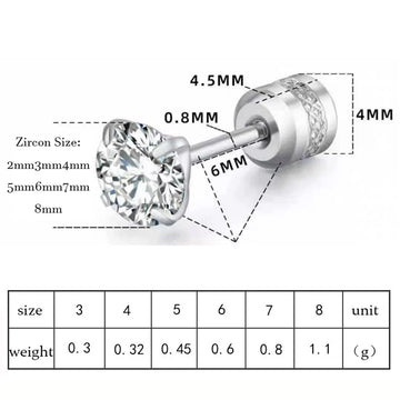 Titanium Steel Zircon Stud Earrings - LaVie Jewelery